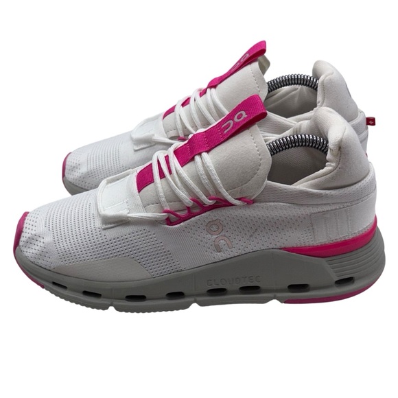 Running shoes White and Pink Sneakers with Streamlined Design Sz 38 - Picture 9 of 13